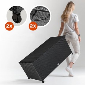 Casaria Polyratanový úložný box RICCO, 122x56 61cm, čierna