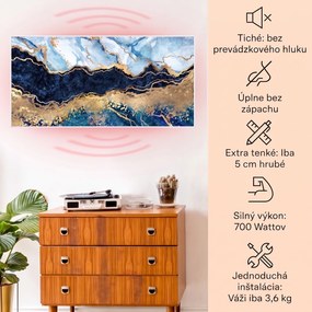 Klarstein Wonderwall Air Art Smart, infračervený ohrievač, 120 x 60 cm, 700 W, modrý mramor