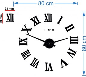 Stylesa Nástenné hodiny nalepovacie rímske čísla 2D OLIVA P031 i čierne