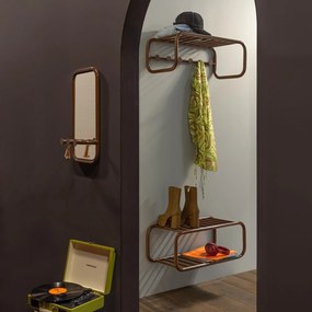 Tmavohnedý kovový nástenný vešiak s poličkou Retro – Spinder Design