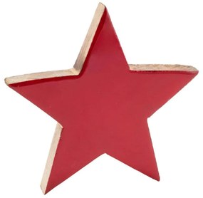 Dekorácie hviezda z mangového dreva, červená, 18 x 18 x 3 cm