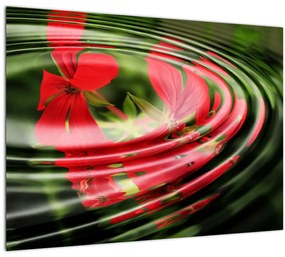 Abstraktný sklenený obraz - kvety vo vlnách (70x50 cm)