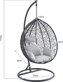 Závěsné houpací křeslo Houseland Mira L černé