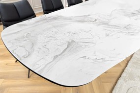 Luxusný rozkladací jedálenský stôl ILINOIS 180-220-260 cm – v bielom mramorovom prevedení