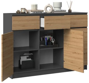 Komoda Musecalo 9 (antracit + dub artisan). Akcia -18%. Vlastná spoľahlivá doprava až k Vám domov. 1132850