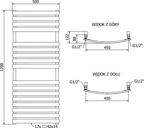 Mexen Bachus, elektrické vykurovacie teleso 1200 x 500 mm, 600 W, čierna, W109-1200-500-2600-70