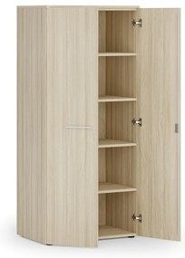 Kancelárska policová skriňa PRIMO WOOD s dverami, 800 x 500 x 1781 mm, dub prírodný