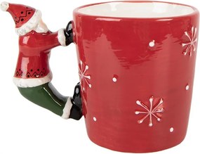 Červený keramický hrnček Santa Claus - 15 * 10 * 11 cm / 400 ml