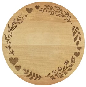 AMADEA Drevená otočná doštička s gravírom, masívne drevo, 35 cm