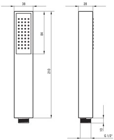 Deante Square, hranatá ručná sprchová hlavica 1-funkčná, chrómová, NOQ_051S