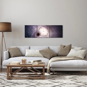 Obraz - Špirálna galaxia (s hodinami) (90x30 cm)
