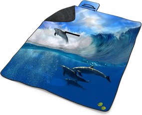 Sablio Plážová deka Delfíni ve vlnách: 200x140 cm
