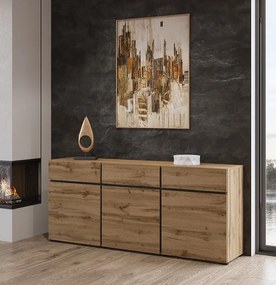 Komoda Cross 180 cm - dub wotan / čierna