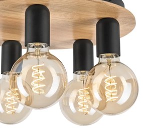 Stropné svietidlo DUSTY 5xE27/15W/230V pr. 34 cm dub/čierna