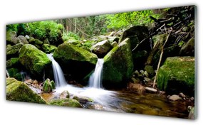 Obraz na akrylátovom skle Vodopád skaly príroda 125x50 cm