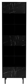Vitrína Lukire WIT60 LK04, Farby: čierna/čierny mramor, Osvetlenie: osvetlenie LED biele