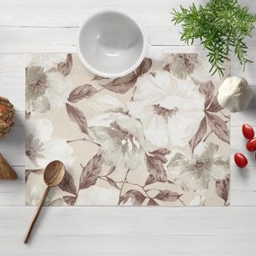 Biante Dekoračné prestieranie na stôl Porto PRT-011 Hnedo-biele kvety na béžovom 30x40 cm