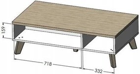 Konferenčný stolík Lotta 110 cm dub wotan/čierny