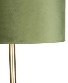Botanická stojaca lampa mosadz so zeleným tienidlom 40 cm - Simplo