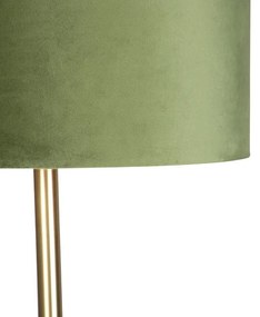 Botanická stojaca lampa mosadz s zeleným tienidlom 40 cm - Simplo