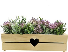 AMADEA Drevený obal na kvetináč so srdcom, 62x21,5x17cm Český výrobok