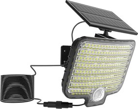 Exteriérové solárne nástenné LED svietidlo Alex, 1x LED 5,5w, čierna, pohybový senzor