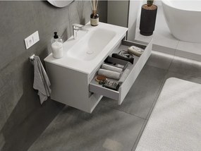 Mexen Orio, kúpeľňová skrinka 90 cm s umývadlom Vela, 2 zásuvky, šedá matná/biela matná, 91A10-09047-2-BFF62-W23M01