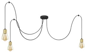 Luster na lanku TUBE LONG 3xE27/10W/230V čierna/zlatá
