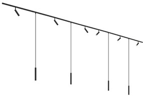 Moderný koľajnicový systém s 6 reflektormi a 4 závesnými svetlami čierny 1-fázový - Slimline Uzzy Keno