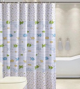 Aqualine Aqualine, Sprchový záves 180x180cm, vinyl, ryby, ZV024