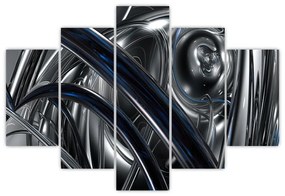 Obraz sivej abstrakcie s modrou (150x105 cm)