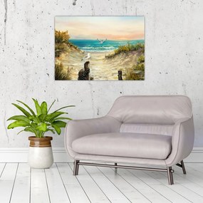 Sklenený obraz - Piesočná pláž (70x50 cm)