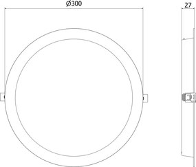 Mexen LDRR, LED stropné svietidlo na zapustenie, priemer 12 cm 30 cm, 24W, studená - 6500K, 2640 lm, biela - L210-030-2465-20