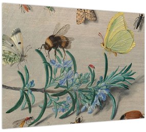 Obraz - Jan van Kessel the Elder, Insects and a Sprig of Rosemary, reprodukcia (70x50 cm)