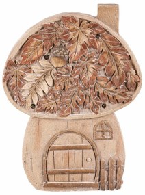 Jesenná dekorácia Hubový domček s osvetlením, 24 x10 x 32 cm, horčík, imitácia dreva