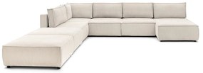 Krémovobiela menčestrová rohová pohovka (do tvaru "U"/variabilná) Nihad modular – Bobochic Paris