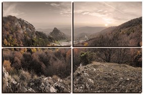 Obraz na plátne - Jesenná krajina pri západe slnka, Slovensko, Vrsatec 1260FE (90x60 cm)