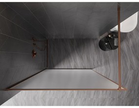 Mexen, Mexen Kioto-XF sprchová stena s rámom 160 x 202 cm, matná 10 mm, brúsená meď - 800-160-104-65-30-X