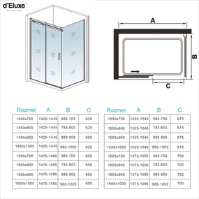 D‘Eluxe - SPRCHOVÉ KÚTY - Sprchový kút SLIDING SU1V 100-160xcm + 70-100xcm sprchový kút rohový číre 8 chróm univerzálna - ľavá/pravá 130 195 80 130x195 + 80x195 55