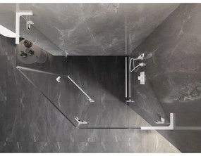 Mexen Lunar, L pravý výklopný päťuholníkový sprchový kút 90 x 80 cm, 8mm číre sklo, biely profil, 831L-090P-080L-20-00-P
