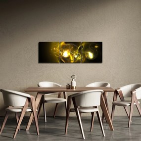 Abstraktný obraz žltých gulí (s hodinami) (90x30 cm)