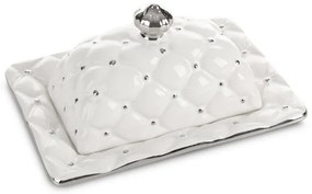 Dekoračný podnos s vekom ADORE 04 biely / strieborný