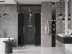 Mexen Velar L Duo, posuvné sprchové dvere do otvoru 150 cm, 8mm šedé sklo, brúsená oceľ, 871-150-003-42-97