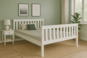 Posteľ KALEA 90 x 200 cm, biela Rošt: S latkovým roštom, Matrac: Matrac DELUXE 10 cm