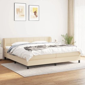 Boxspring posteľ s matracom krémová 200x200 cm látka 3126274
