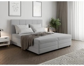 Čalúnená posteľ ISABEL 160x200 s pružinovou matracou a úložným priestorom, svetlosivá