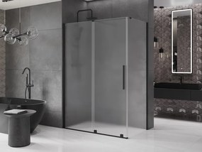 Mexen Velar, sprchový kút s posuvnými dverami 160 x 70 cm, 8mm sklo námraza, čierna matná, 871-160-070-31-70
