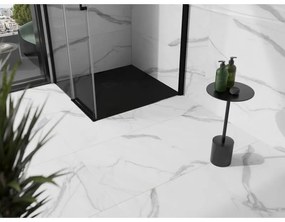 Mexen Stone+, štvorcová vanička z minerálneho kompozitu 100 x 100 cm, čierna, čierna krytka, 44701010-B