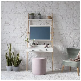 Biely toaletný stojan so zásuvkou a zrkadlom Ragaba Leno