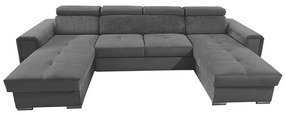 Rozkladacia sedacia súprava s univerzálnym rohom do U s úložným priestorom SALVADA tmavosivá
